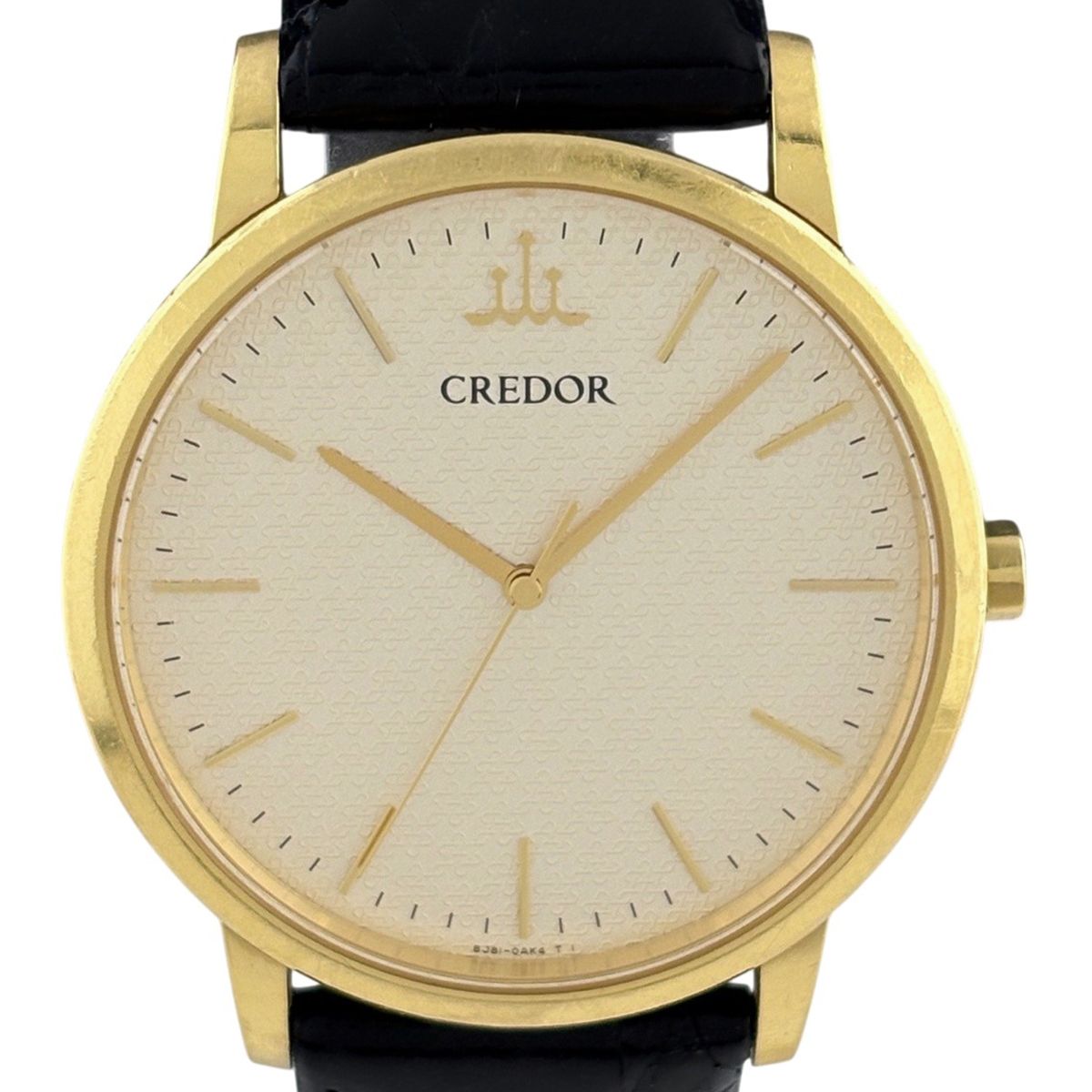 セイコー SEIKO クレドール　シグノ 8J81-0AH0 腕時計 YG レザー クォーツ アイボリー系 メンズ 【中古】