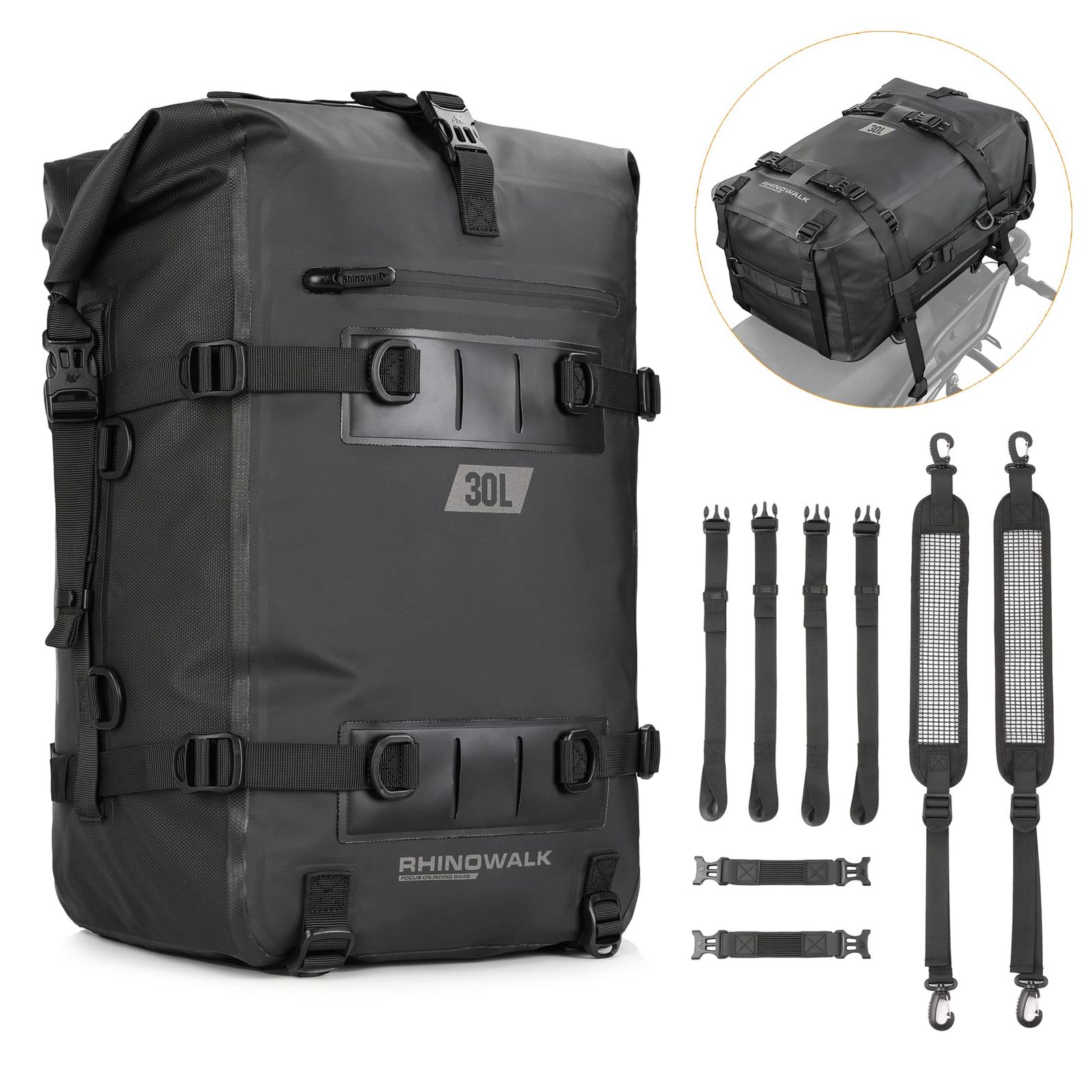 Rhinowalk ドライパック バイク用 シートバッグ ツーリングバッグ 完全防水 30L大容量 パニアバッグ 多機能 モジュール モトパック 拡張性 ショルダーベルト付き 取り付け簡単 バイクドライパック送料無料 dfe499f4 Rhinowalk ドライパック バイク用 シートバッグ ツーリングバッグ 完全防水 30L大容量 パニアバッグ 多機能 モジュール モトパック 拡張性 ショルダーベルト付き 取り付け簡単 バイクドライパック送料無料 dfe499f4