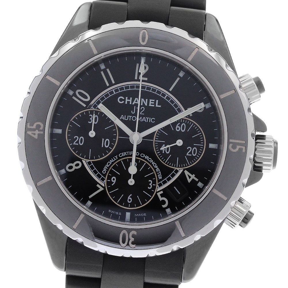 シャネル CHANEL H0939 J12 黒セラミック クロノグラフ 自動巻き メンズ 良品 _965087