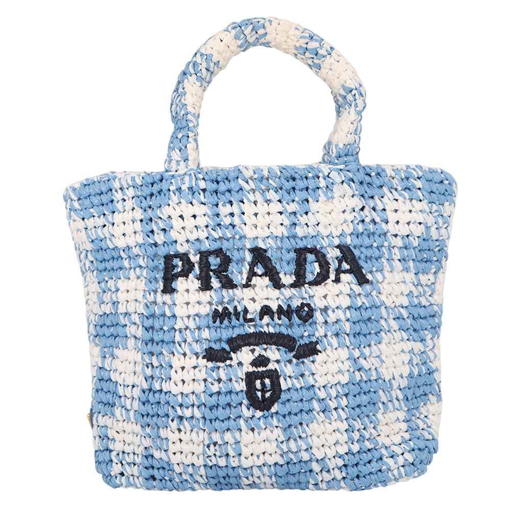 プラダ トートバッグ ロゴ クロシェ スモール ラフィア 1BG422 PRADA ハンドバッグ