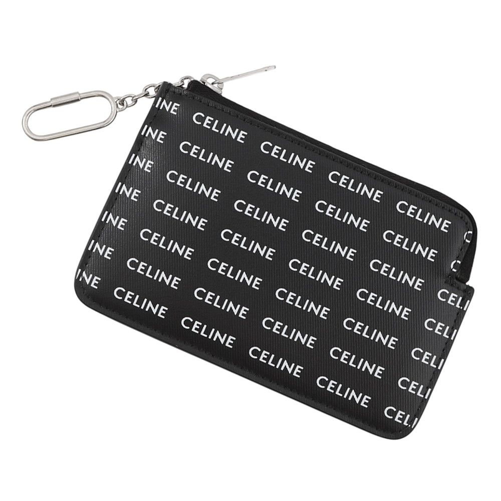 セリーヌ コインケース ロゴ 総柄 PVC 10B772 CELINE カードケース 黒 白