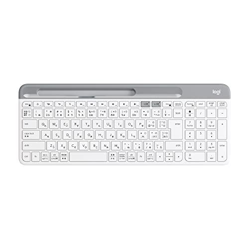 ロジクール 静音 Bluetooth ワイヤレスキーボード K580OW オフホワイト 超薄型 小型 Unifying ワイヤレス キーボード 薄型 テンキー 無線 Windows Mac iPad iOS Android Chrome Surface Kry