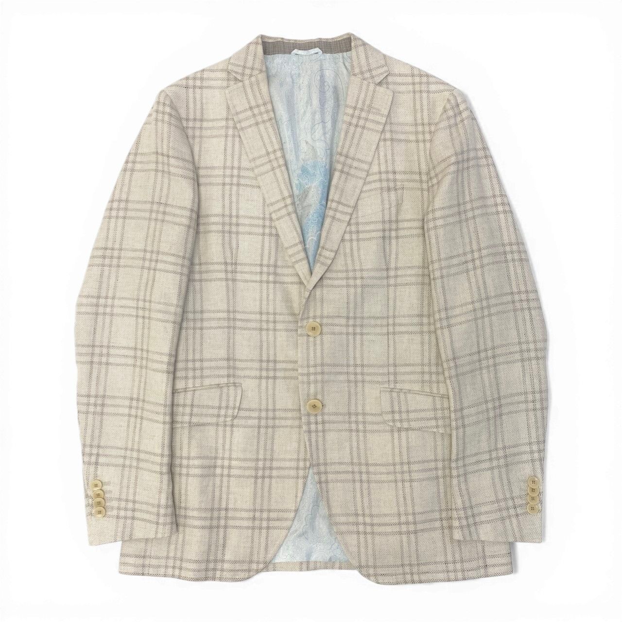 48c18 ETRO エトロ テーラードジャケット チェック柄 裏地ペイズリー柄