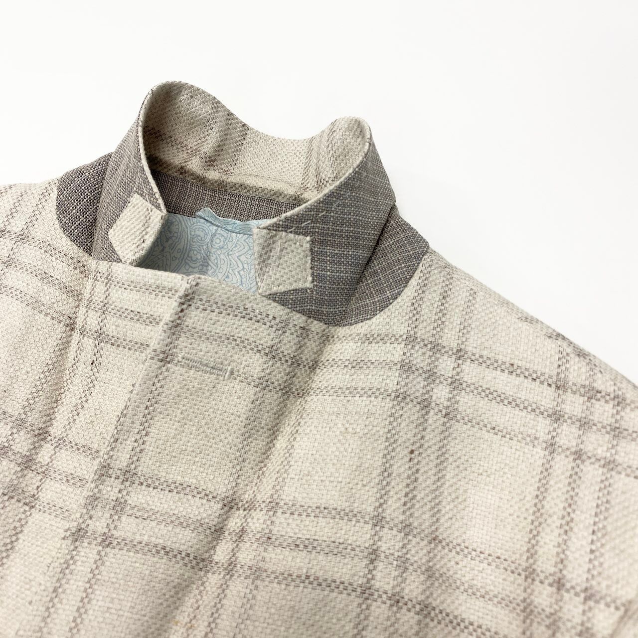 ETRO エトロテーラードジャケット48 グレー 裏地ペイズリー美品 イタリア製 48c18 ETRO エトロ テーラードジャケット チェック柄 裏地ペイズリー柄