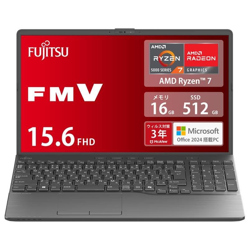 富士通 ノートパソコン FMV LIFEBOOK WAA/J2 (MS Office 2024/Win 11/15.6型/AMD Ryzen 7/16GB/SSD 512GB/スーパ [Ryzen7 16GB 512SSD Office2024 アウトレット]