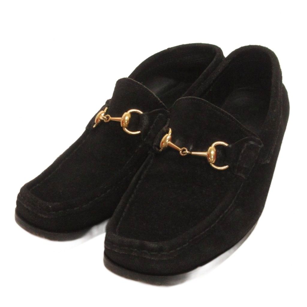 グッチ GUCCI ホースビット ローファー スエード 110 0211 黒 ブラック 40.5 25.5㎝相当 ■OOM