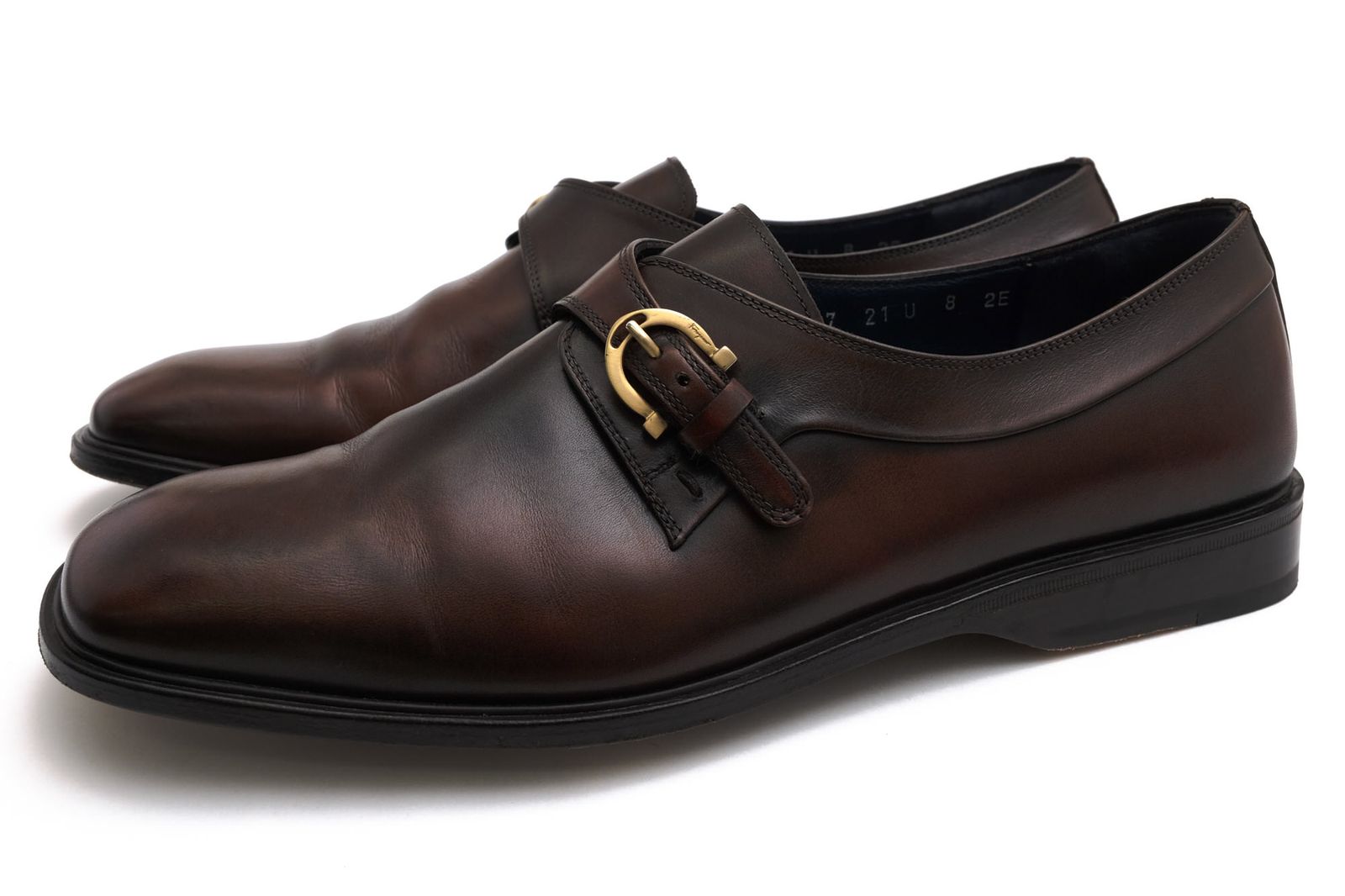 フェラガモ／Salvatore Ferragamo シューズ ビジネスシューズ 靴 ビジネス メンズ 男性 男性用 レザー 革 本革 ダークブラウン 茶 ブラウン RIGO UG14167 モンクストラップ レザーソール マッケイ製法