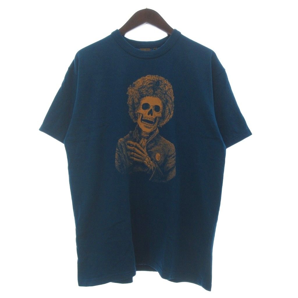 フリーホイーラーズ FREEWHEELERS タグ付き STONE FREE Tシャツ カットソー 半袖 クルーネック 2625003 プリント 44 青 ブルー