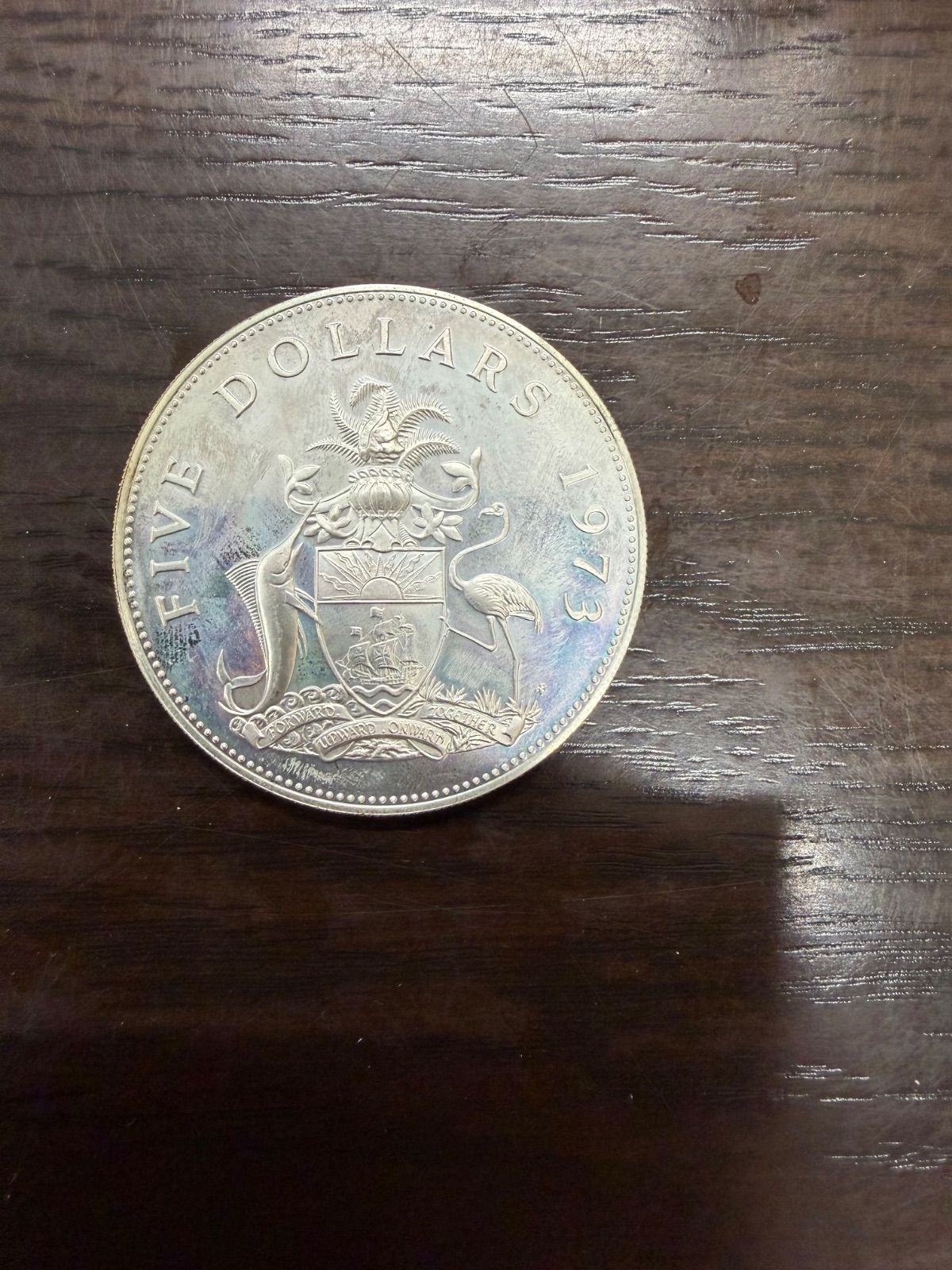 プルーフ硬貨　大型銀貨　1973年　5ドル　バハマ