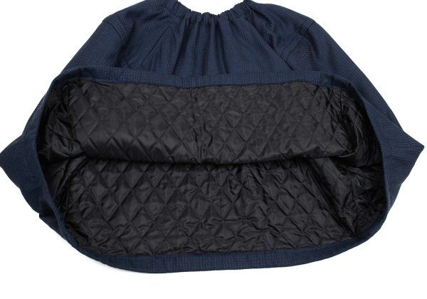 コムコム コムデギャルソンCOMME des GARCONS 中綿キルティングウールチェック織りスカート 青XS