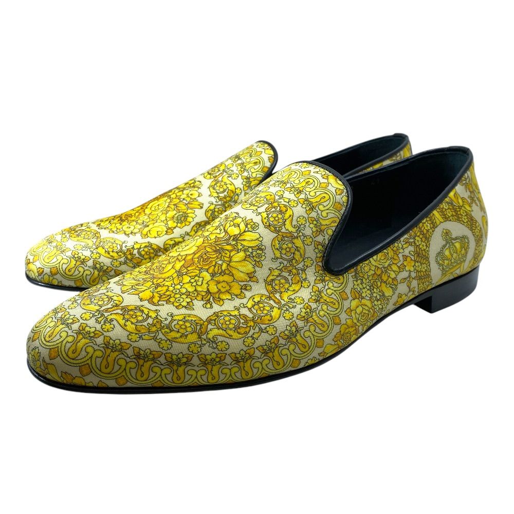 未使用 VERSACE ヴェルサーチ バロッコ ローファー スリッポン シューズ 10037921A09907 シルク コットン イエロー (サイズ41 約26cm) 洗練 上質 定番 人気 快適 現代的