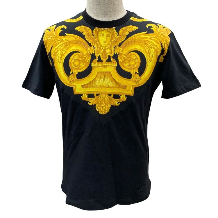 未使用 VERSACE ヴェルサーチ バロッコ メデューサ クルーネック Tシャツ 半袖 10121741A10245 コットン ブラック (サイズS) 洗練 上質 定番 人気 快適 現代的