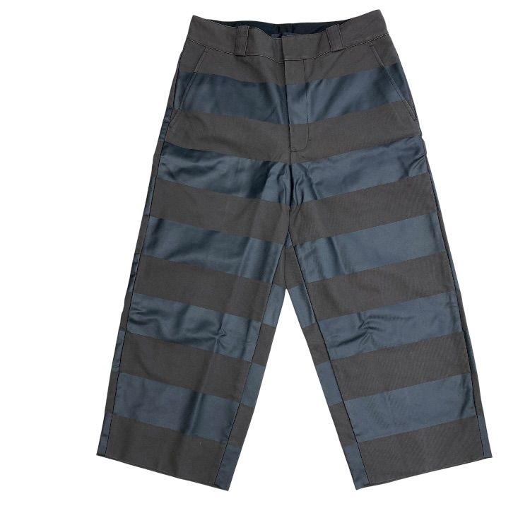 Alexander Wang アレキサンダーワン ボーダー クロップドパンツ ボトムス コットン ダークグリーン ブラック (サイズ46) 洗練 上質 定番 人気 快適 現代的