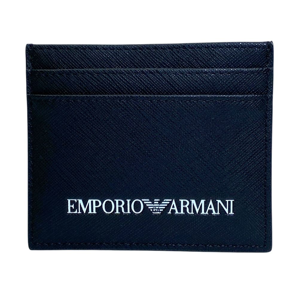 未使用 EMPORIO ARMANI エンポリオ アルマーニ ロゴ カードケース パスケース 定期入れ Y4R324 Y020V レザー ブラック 普段使い 通勤 通学 お出かけ 定番 人気 上品 洗練 実用的 機能的 デイリー