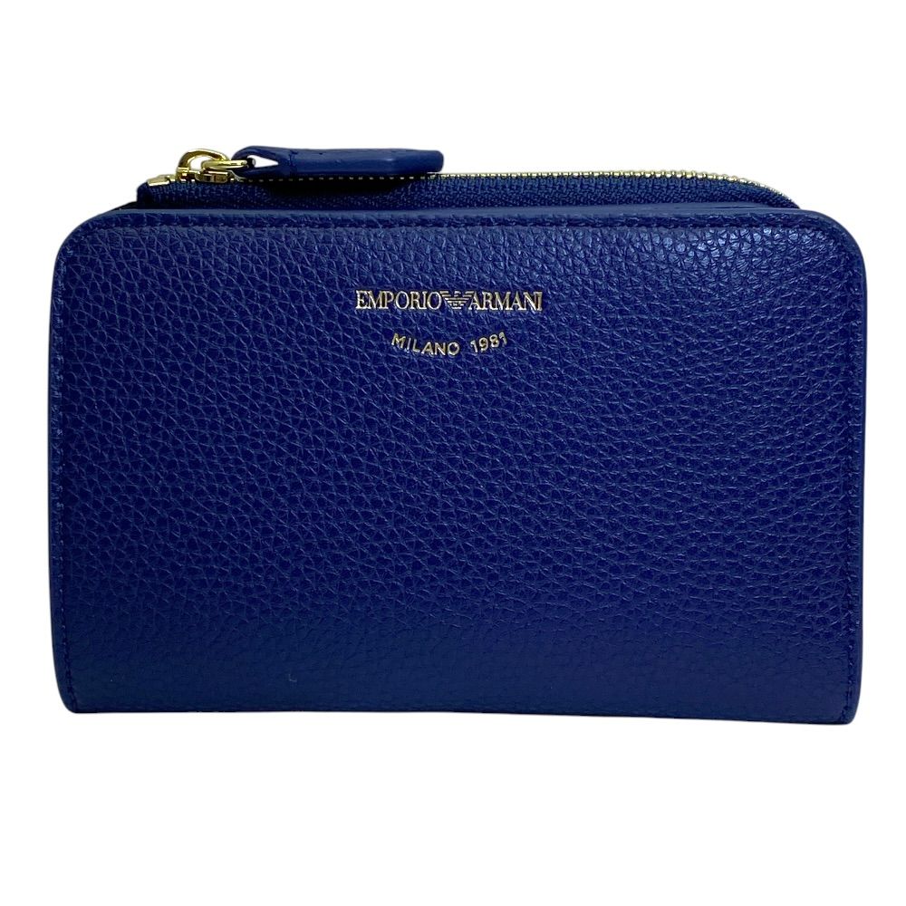 未使用 EMPORIO ARMANI エンポリオ アルマーニ MyEA ウォレット ディアプリント 二つ折り財布 EW000369 AF11953 ポリエステル ネイビー 普段使い 通勤 通学 お出かけ 定番 人気 上品 洗練 実用的 機能的 収納力 デイリー