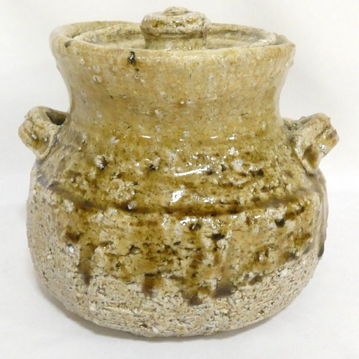 六月の特売品】宝仙窯 加納臣峰作 自然灰釉水指 茶道具【中古 美品