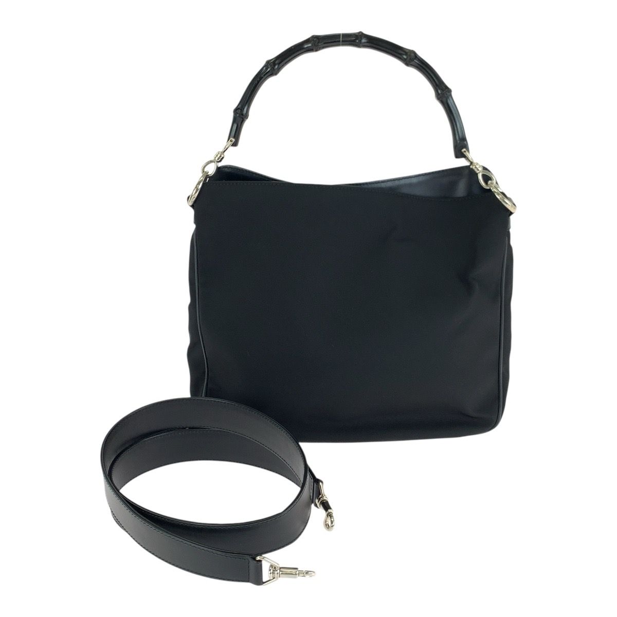 美品 GUCCI グッチ バンブー ブラック 黒 シルバー金具 ナイロン