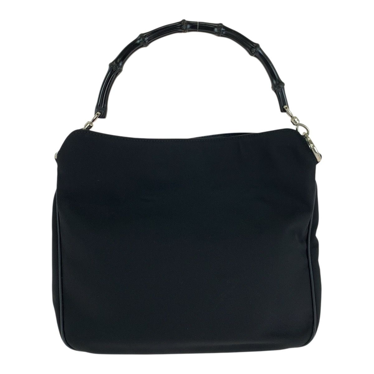美品 GUCCI グッチ バンブー ブラック 黒 シルバー金具 ナイロン/レザー 001 1638 ショルダーバッグ ハンドバッグ レディース 602842【中古】