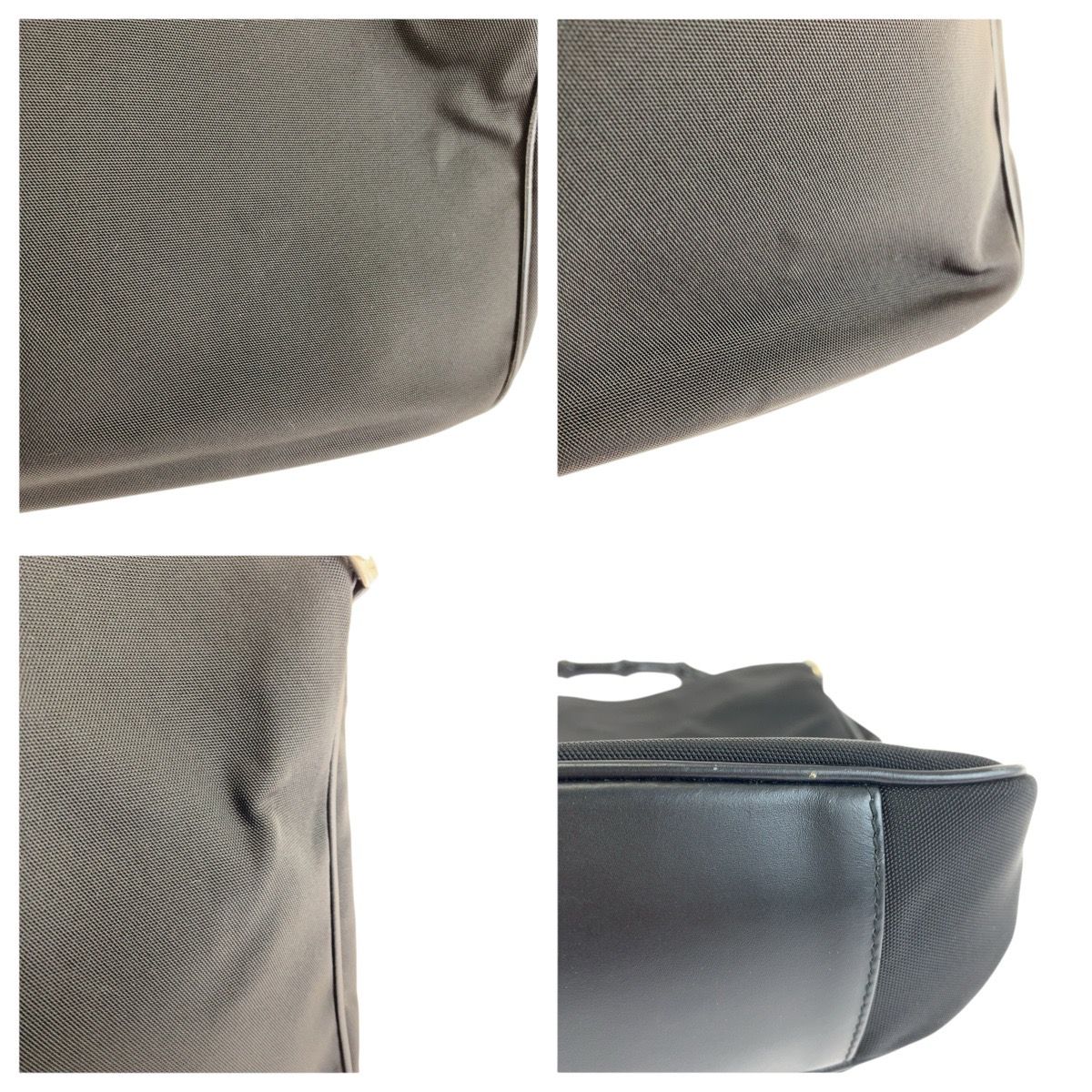 美品 GUCCI グッチ バンブー ブラック 黒 シルバー金具 ナイロン/レザー 001 1638 ショルダーバッグ ハンドバッグ レディース 602842【中古】