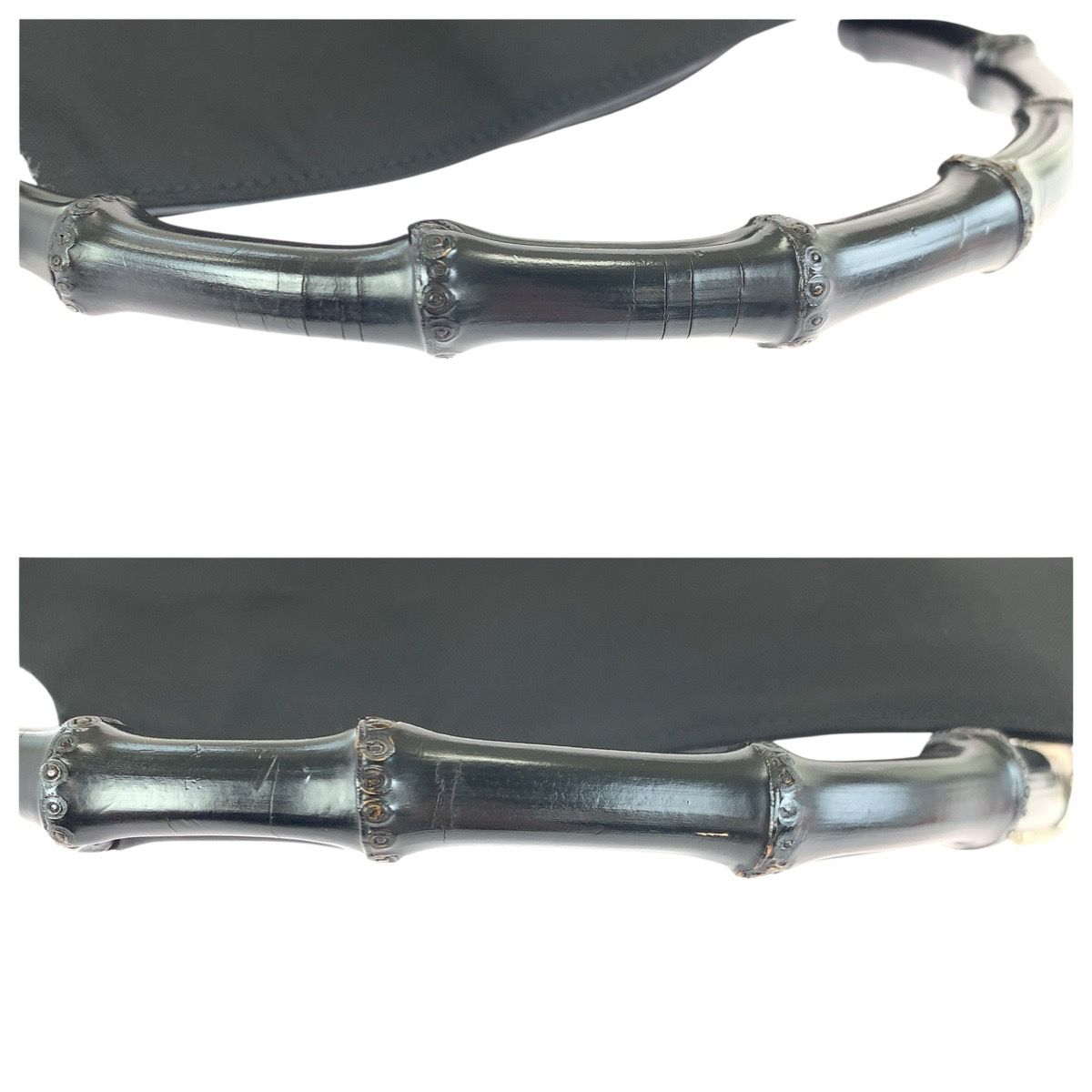 美品 GUCCI グッチ バンブー ブラック 黒 シルバー金具 ナイロン/レザー 001 1638 ショルダーバッグ ハンドバッグ レディース 602842【中古】