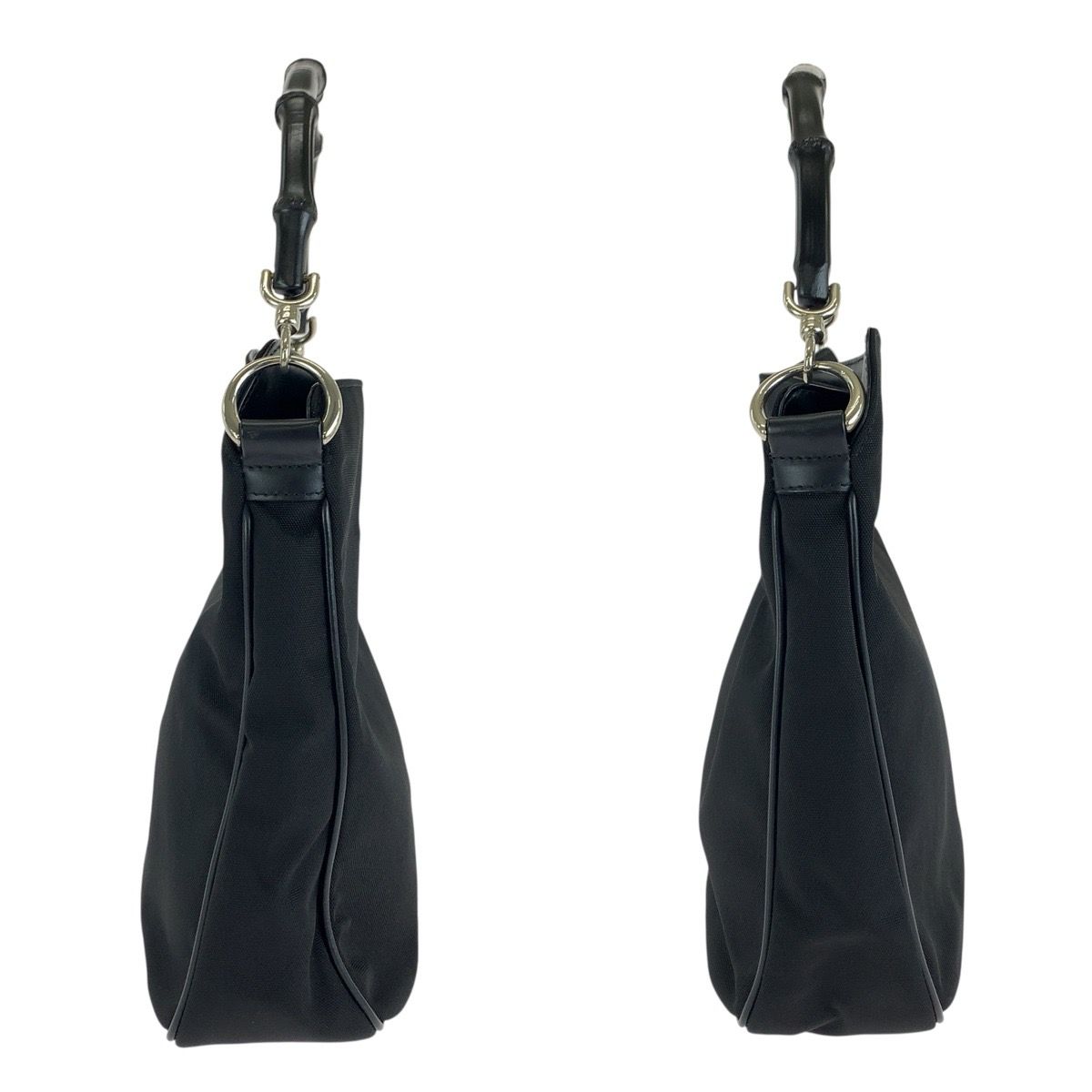 美品 GUCCI グッチ バンブー ブラック 黒 シルバー金具 ナイロン/レザー 001 1638 ショルダーバッグ ハンドバッグ レディース 602842【中古】