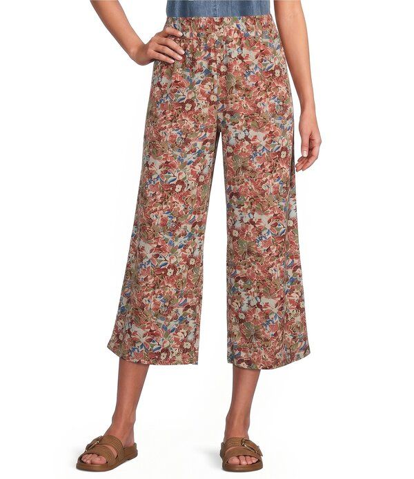 イントロ レディース ボトムス カジュアルパンツ フラワー柄 プチ プリント キャップ リネン フラワー Intro Petite Size Allover Floral Print Coordina