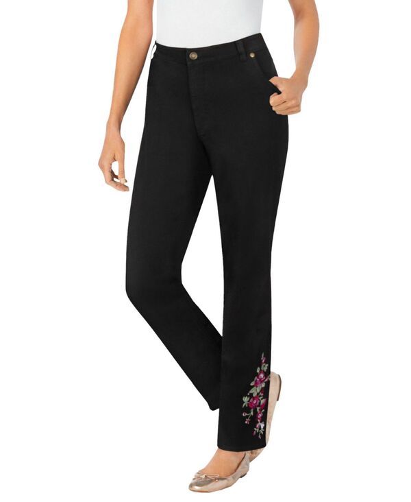 ウーマン ウィズイン レディース ボトムス デニムパンツ デニム Woman Within Womens Within StraightLeg Stretch Denim Jean Black blo