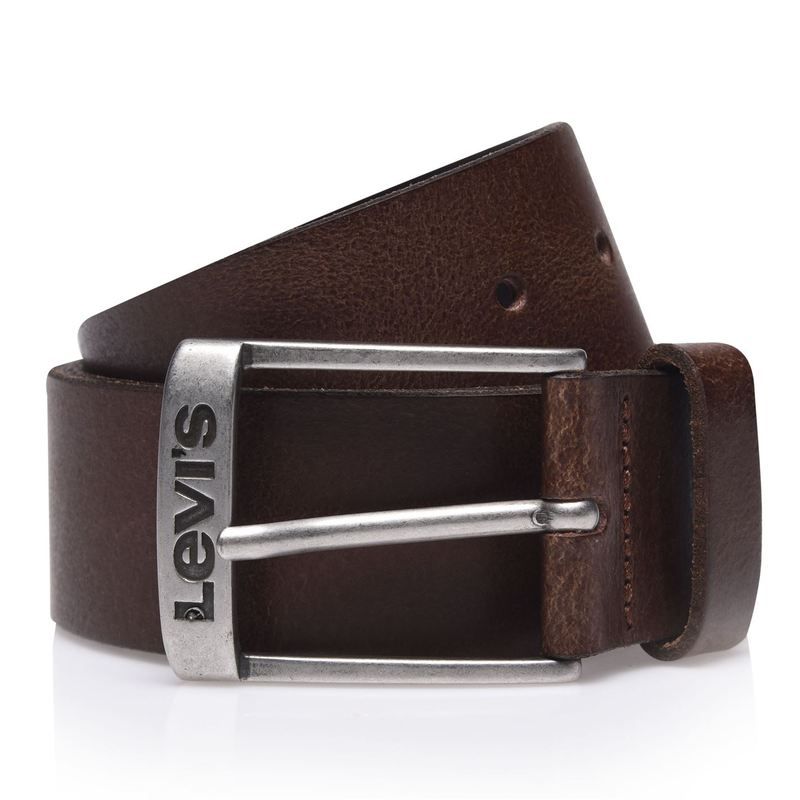 リーバイス メンズ アクセサリー ベルト レザー Levis Leather Duncan Belt Dk Brown ブラウン