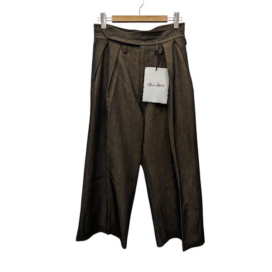 Omar Afridi オマールアフリデイ REICH PLEATED TROUSERS ワイドシルエットパンツ OA-AW24-TRS-104-01 ブラウン系 ウール サイズ48 66203 36,985円