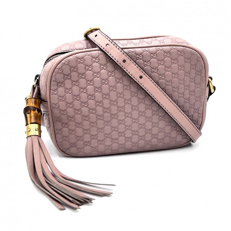 GUCCI（グッチ）マイクログッチシマ バンブータッセル ショルダーバッグ ヴィンテージ ピンク レザー レディース 309538【中古】 44,988円