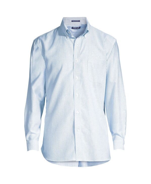 ランズエンド メンズ トップス シャツ オックスフォード Lands End Mens Pattern No Iron Supima Oxford Dress Shirt Bayshore blue