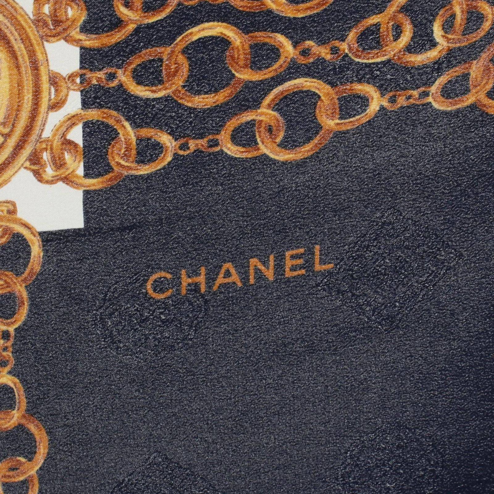 CHANEL ブラウン チャーム柄 スカーフ 値下げ中 CHANEL シャネル ココマーク チェーン柄 スカーフ - メルカリ
