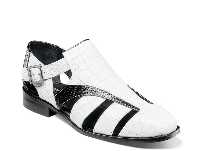ステイシーアダムス メンズ シューズ サンダル Stacy AdamsCalandro City Sandal BlackWhite Croc Print ホワイト