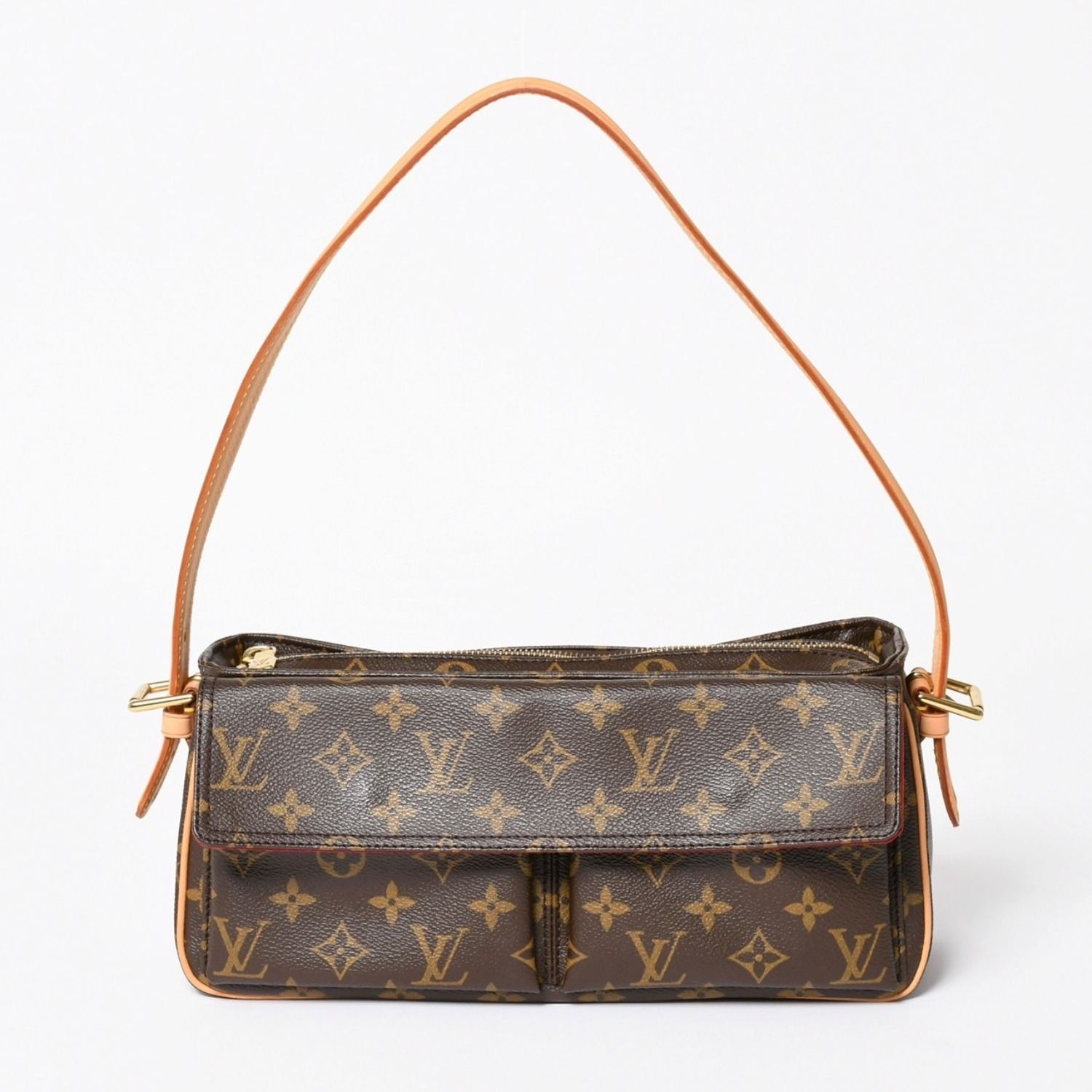 極美品 LOUIS VUITTON ルイヴィトン ヴィバシテMM ハンドバッグ M51164 ワンショルダーバッグ DU0094 モノグラム PVC ブラウン 廃盤 ゴールド金具 中古 4a003926