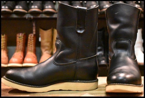 【7.5E 良品 羽タグ 99年】レッドウィング 8169 ペコス 黒 ブラッククローム プルオン クッションソール ブーツ redwing pecos HOPESMORE【GF207】