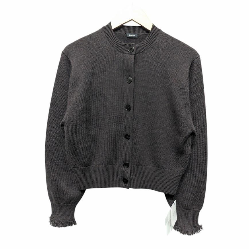 未使用品 LOEFF ロエフ LF W 9GG FRNG CGN フリンジカーディガン 8828-106-0021 ブラウン系 ウール サイズフリーサイズ 66209