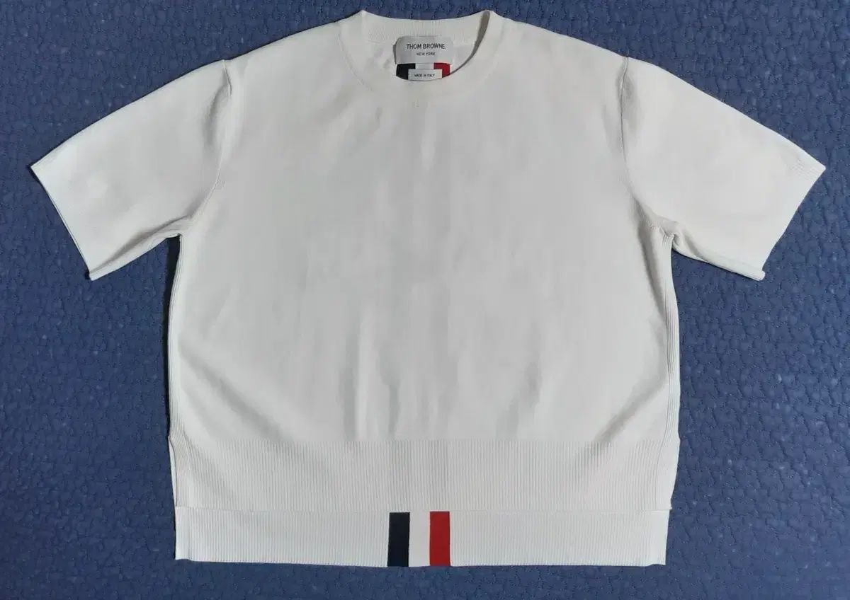 トム・ブラウン レディース 半袖 インタルシア 白 3本線 ニット Tシャツ