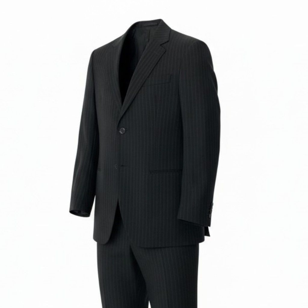 55c19 ARMANI COLLEZIONI アルマーニコレツィオーネ セットアップスーツ シングルスーツ背抜き 2B ストライプ柄 メンズ 紳士服 ビジネス フォーマル イタリア製 50 ブラック ウール100％u02t