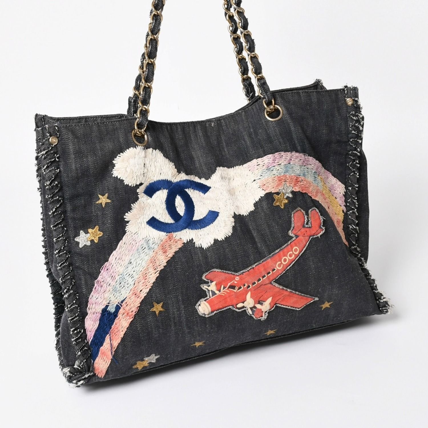 CHANEL シャネル チェーントートバッグ A31932 10番台 夜間飛行 刺繍