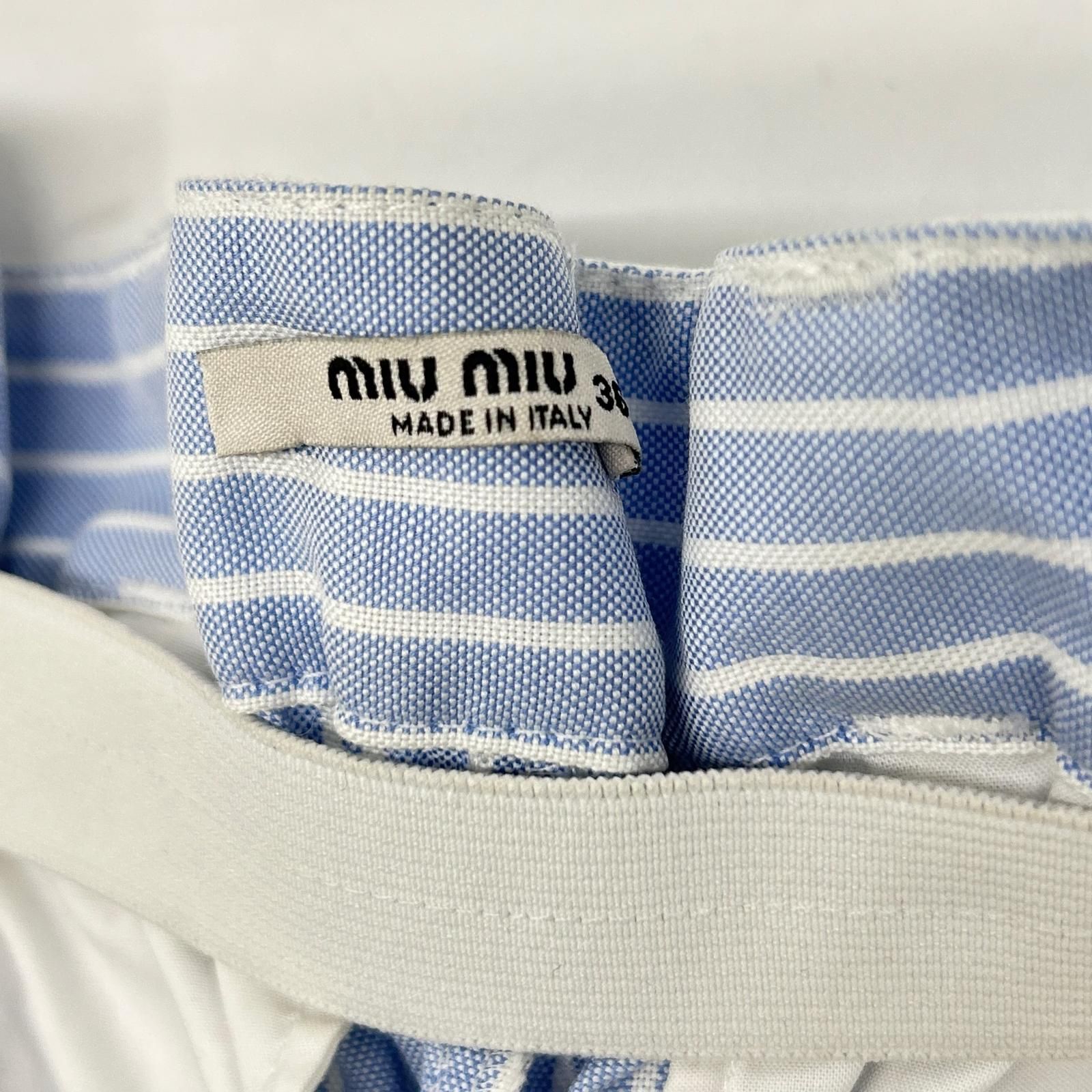 miumiu ミュウミュウ カラー パンツ オシャレアイテム MIUMIU ミュウミュウ 21SS ブルー×ホワイト MP1549 シェニールロゴ