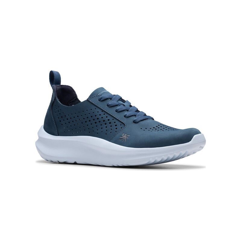 クラークス レディース シューズ スニーカー レース Clarks Cloudsteppersolevana Womens LaceUp Casual Shoes Navy Nubuck ネイビー