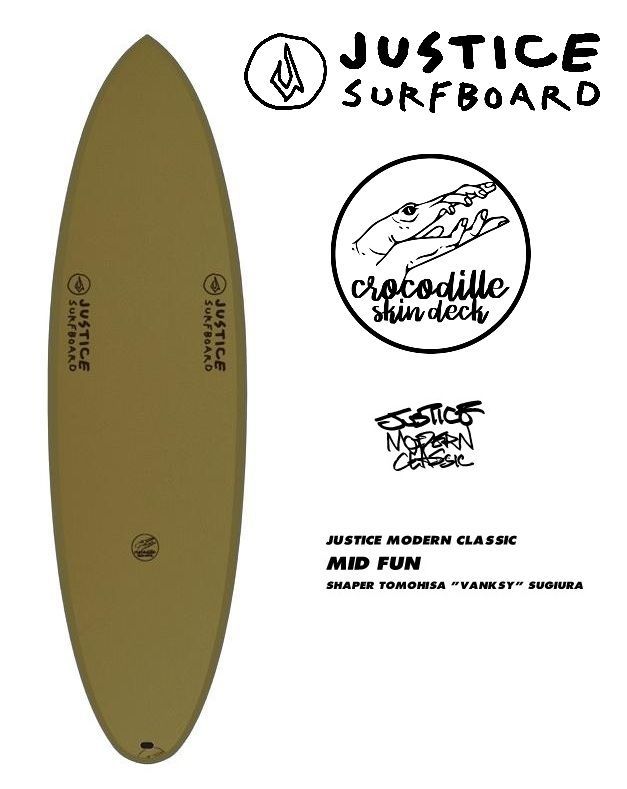 ジャスティスサーフボード justicesurfboard MID FUN model CROCODILE SKIN クロコダイルスキン