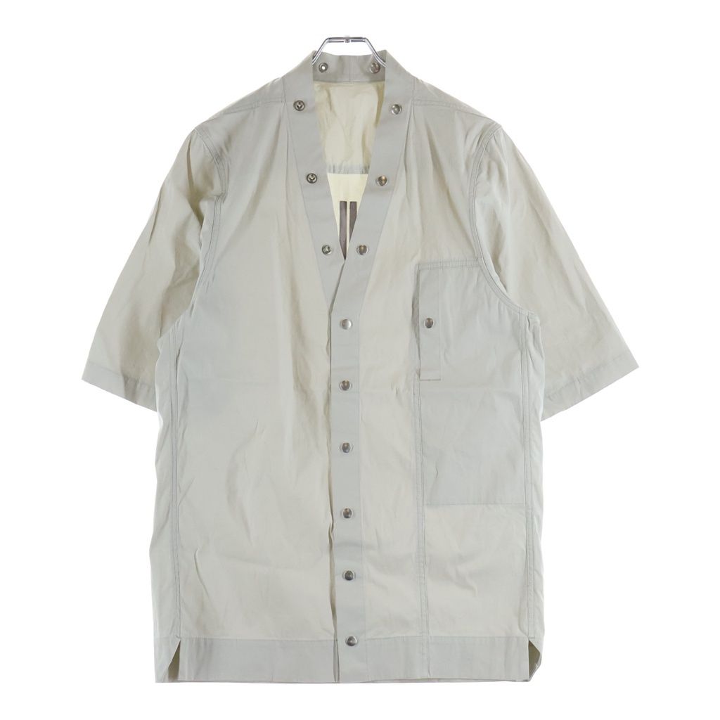 Rick Owens (リックオウエンス) 21SS LARRY SHIRT ラリー半袖シャツ ホワイト RU21S6294-TE