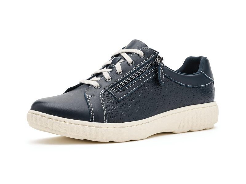 クラークス レディース シューズ スニーカー Clarks Caroline Rio Navy Leather ネイビー