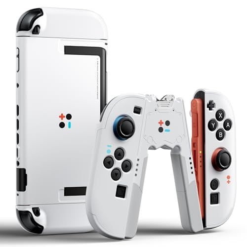BJBT Joy-Con 2 充電グリップ Switch2 カバー【Switch 2対応充電グリップ+保護カバー】スイッチ2ケース 軽量V型グリップ switch 2充電グリップ ・充電式コントローラーホルダー? 全面保護?分解簡単 (ホワイ 79133d01
