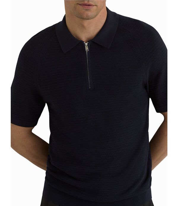 レイス メンズ トップス シャツ Reiss Estatextured HalfZip Short Sleeve Polo Shirt Navy ネイビー