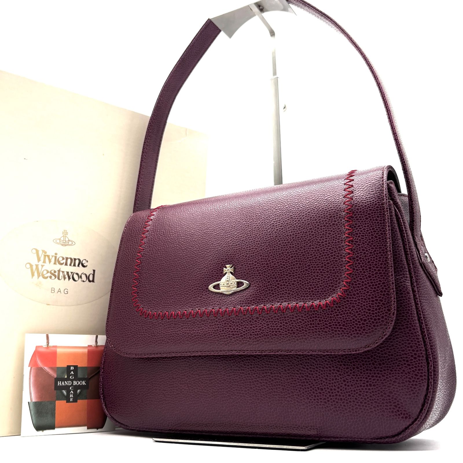 極美品 ヴィヴィアンウエストウッド Vivienne Westwood ハンドバッグ ワンショルダーバッグ フラップ 自立 アリ 蟻 モチーフ パープル 紫 レザー 本革 ボーナス 夏休み 帰省 お盆 敬老の日 サマーギフト シルバーウィーク