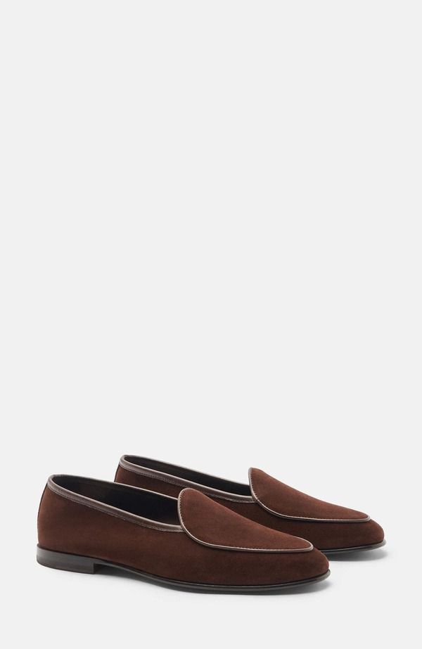 スカロッソ メンズ シューズ ローファー SCAROSSO Nils Loafers Brown Suede ブラウン