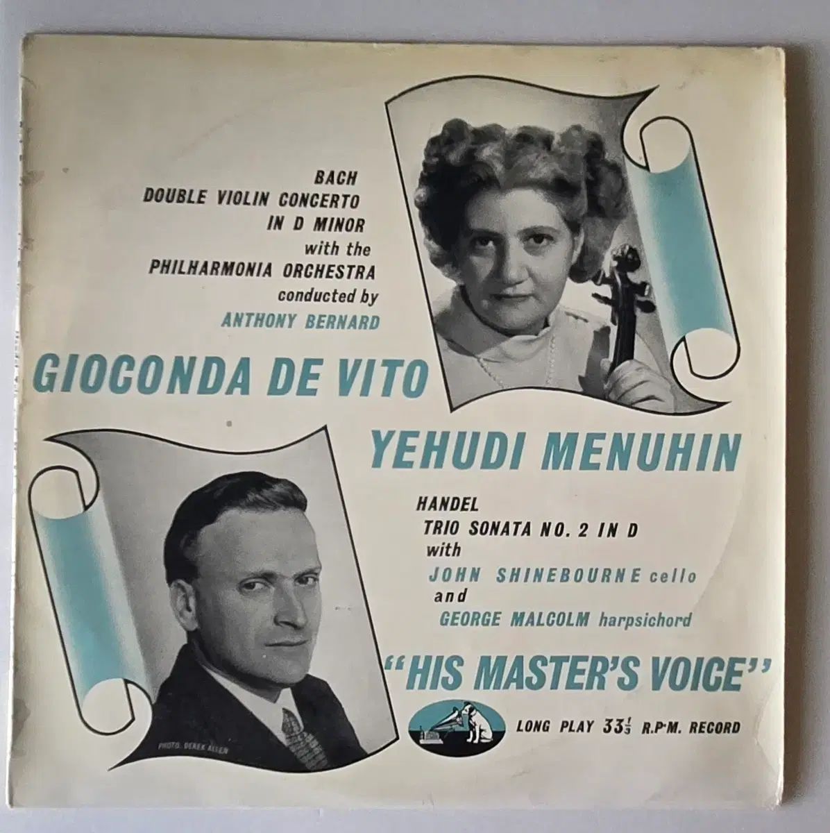 De Vito ＆ Menuhin -バッハ 二 対 バイオリン LP （ HMV 早い)