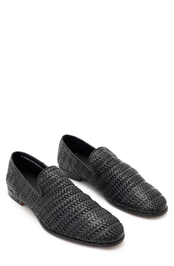 ジョンバルベイトス メンズ シューズ John Varvatos Venice Woven Slip On Shoe Black ブラック